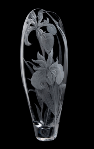DARTINGTON CRYSTAL KEW GARDENS FLORA IRIS VASE